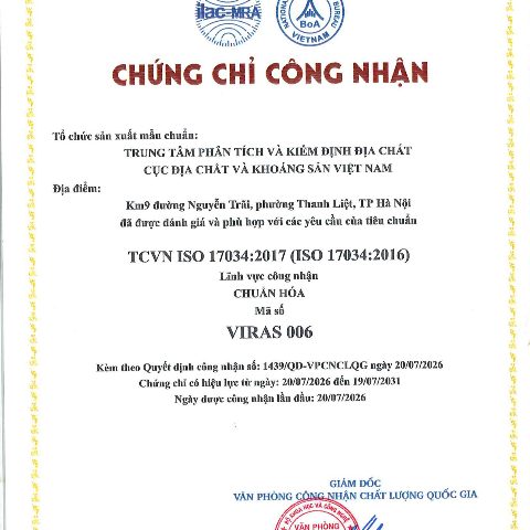 Chứng chỉ công nhận VIRAS 006